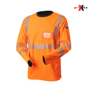 Priha 4362 Hi-Vis pitkähihainen huomiopaita – oranssi, mukava ja näkyvä työpaita