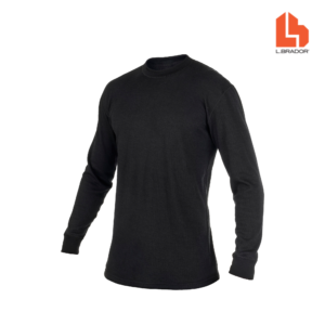 L.Brador 717UP aluspaita mustana, merinovillaa ja kosteutta siirtävää polyesteriä, vahvistetut kyynärpäät.