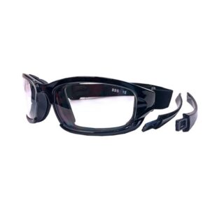 Säädettävät suojalasit kirkkailla polykarbonaattilinsseillä ja vaahtomuovipehmusteella