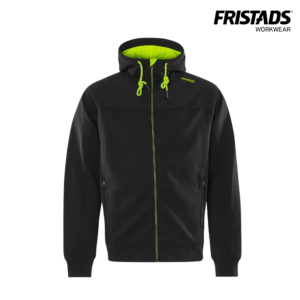 Fristads Hupullinen collegetakki 7550 GSM musta-neonkeltainen