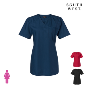 South West Amie stretch pusero on moderni ja käytännöllinen työpusero V-kaula-aukolla, useilla taskuilla ja erinomaisella istuvuudella.