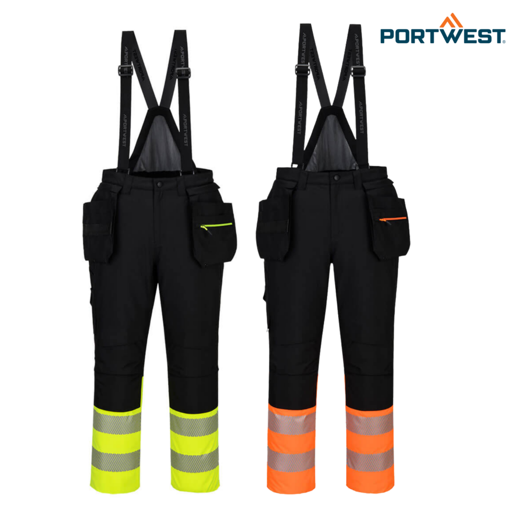 DX437 Hi-Vis talvihousut lk1 irroitettavilla riipputaskuilla